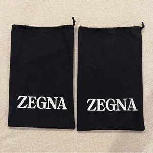 ZEGNA Black Drawstring Dust Bags Triple stitch (Pair)